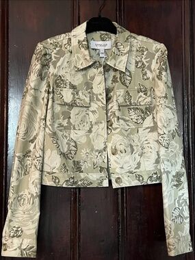 10 Crosby Derek Lam Size 4 Cropped Floral Jacket in Green - New With Tags